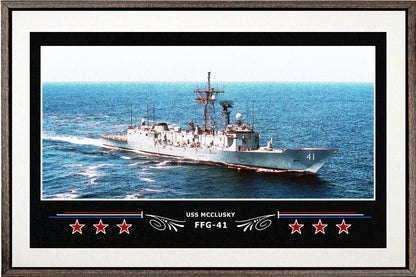 USS MCCLUSKY FFG 41 BOX FRAMED CANVAS ART WHITE