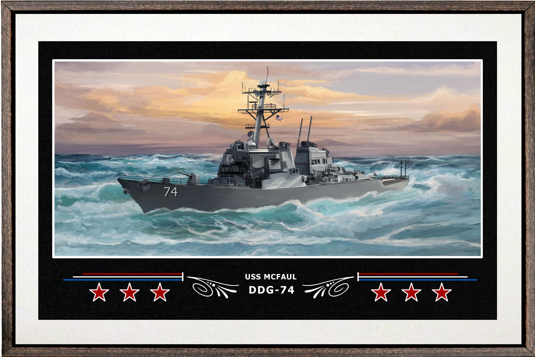 USS MCFAUL DDG 74 BOX FRAMED CANVAS ART WHITE