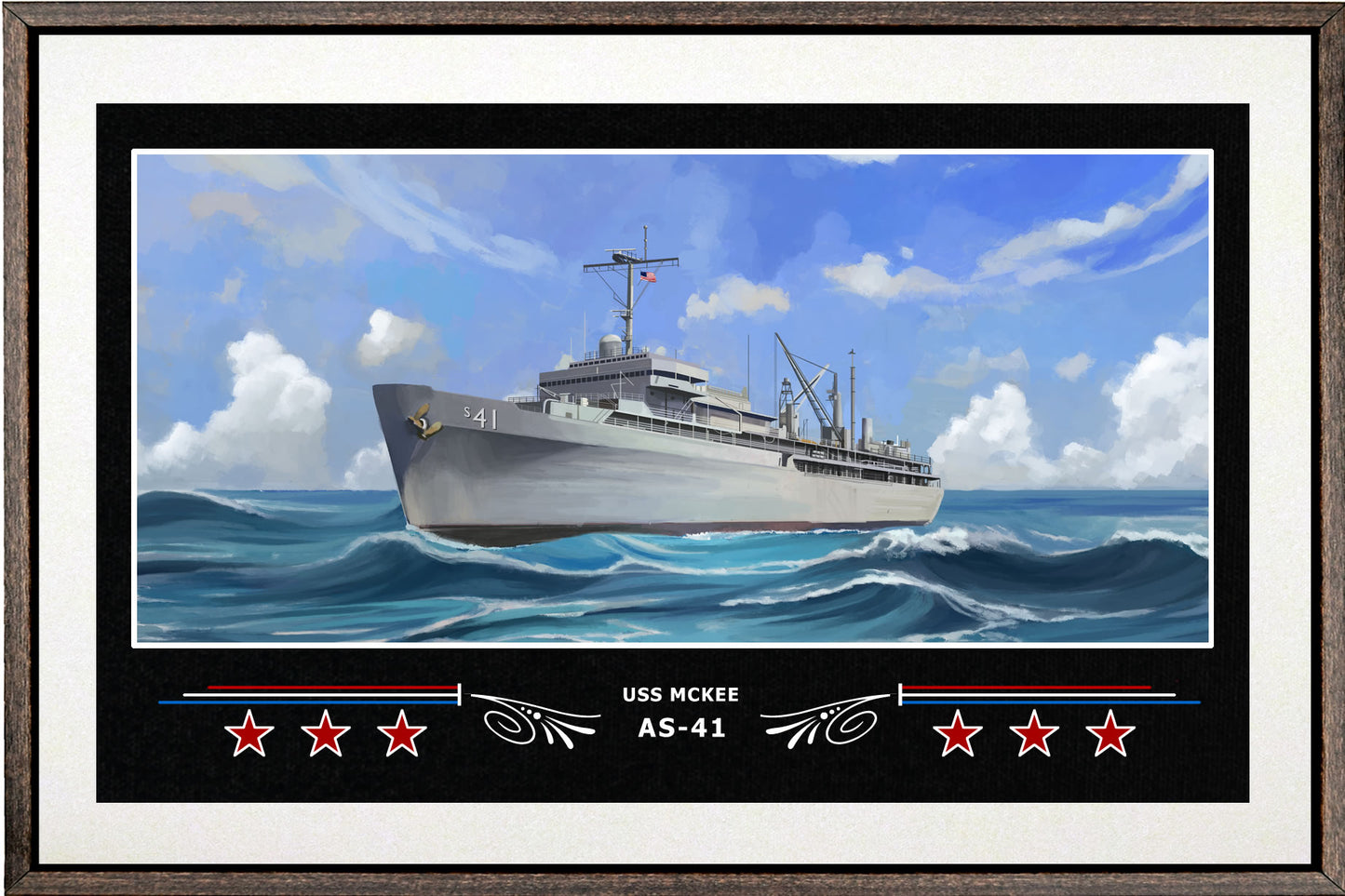 USS MCKEE AS 41 BOX FRAMED CANVAS ART WHITE
