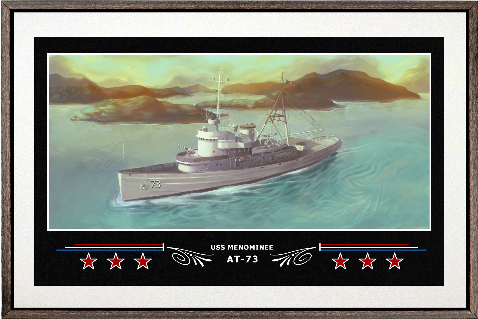 USS MENOMINEE AT 73 BOX FRAMED CANVAS ART WHITE