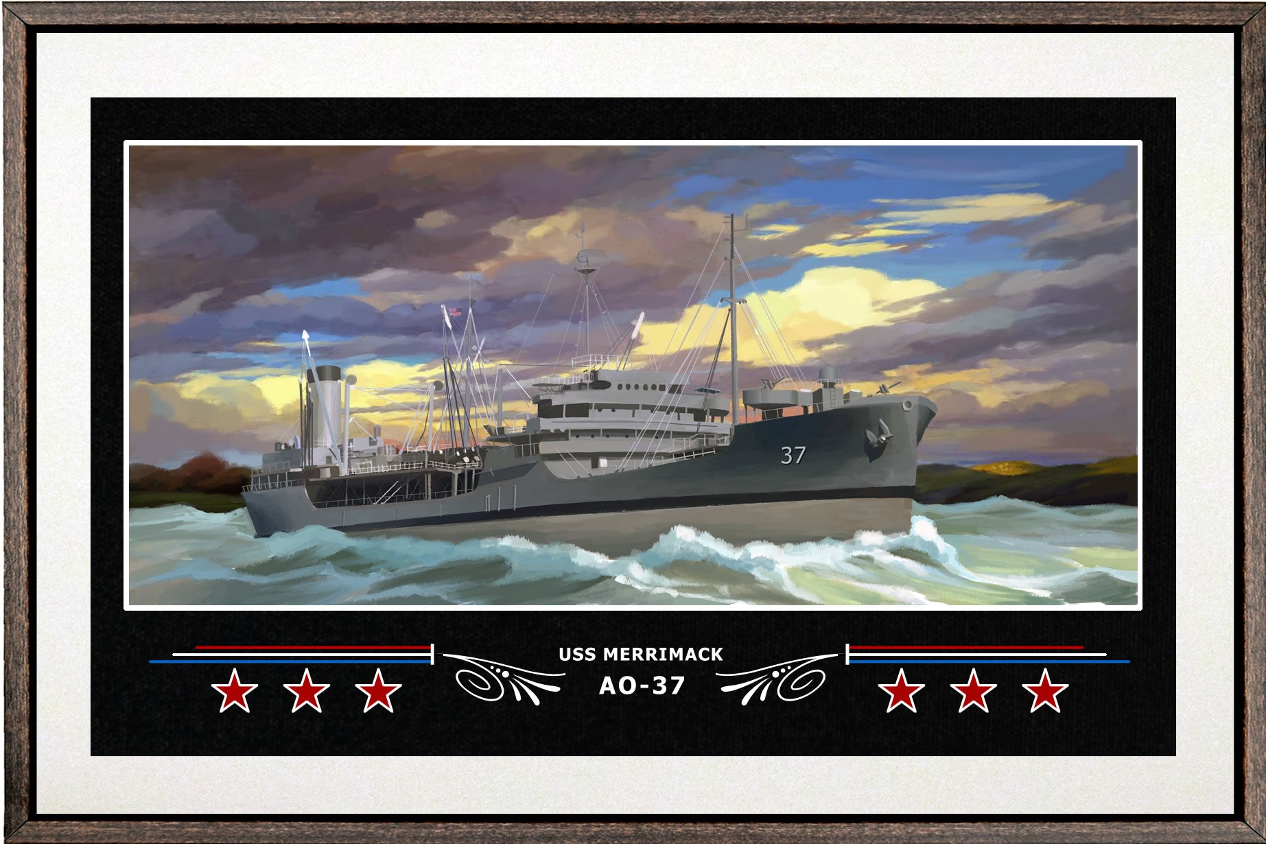 USS MERRIMACK AO 37 BOX FRAMED CANVAS ART WHITE