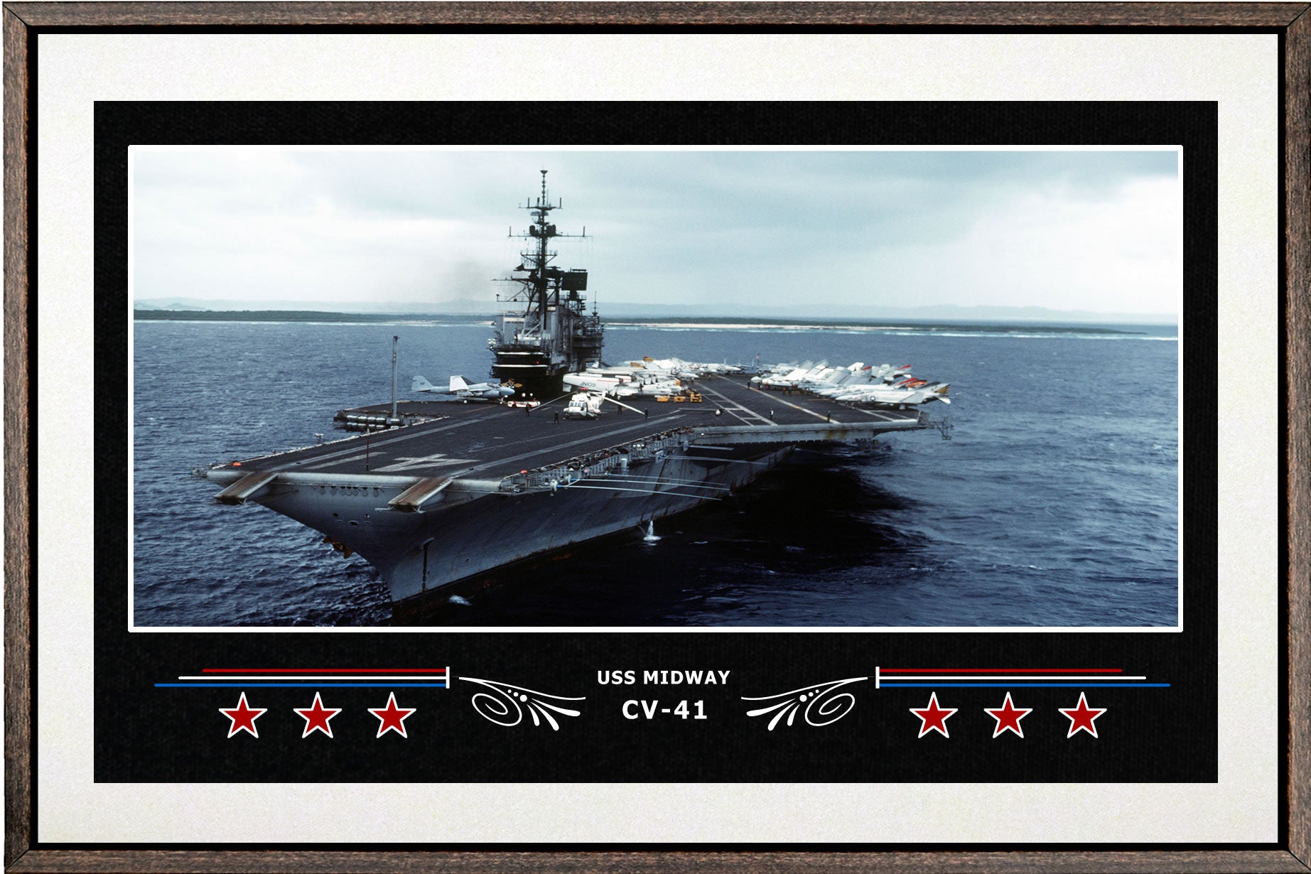 USS MIDWAY CV 41 BOX FRAMED CANVAS ART WHITE