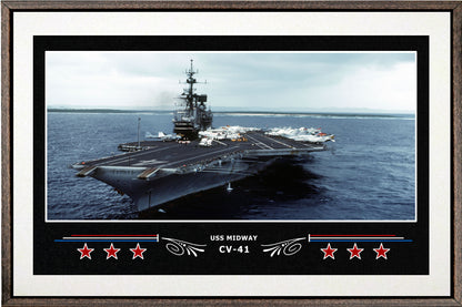USS MIDWAY CV 41 BOX FRAMED CANVAS ART WHITE