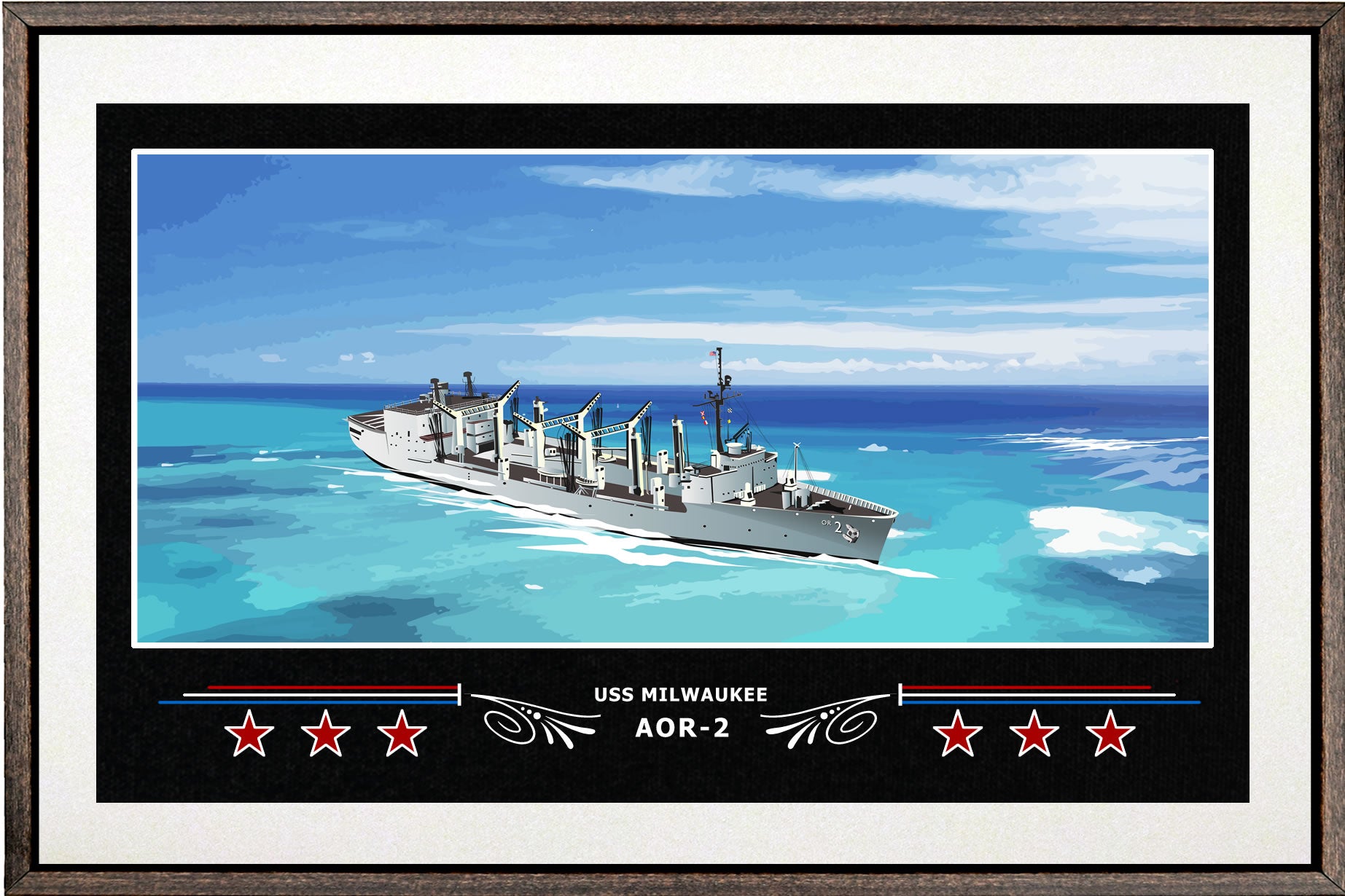 USS MILWAUKEE AOR 2 BOX FRAMED CANVAS ART WHITE