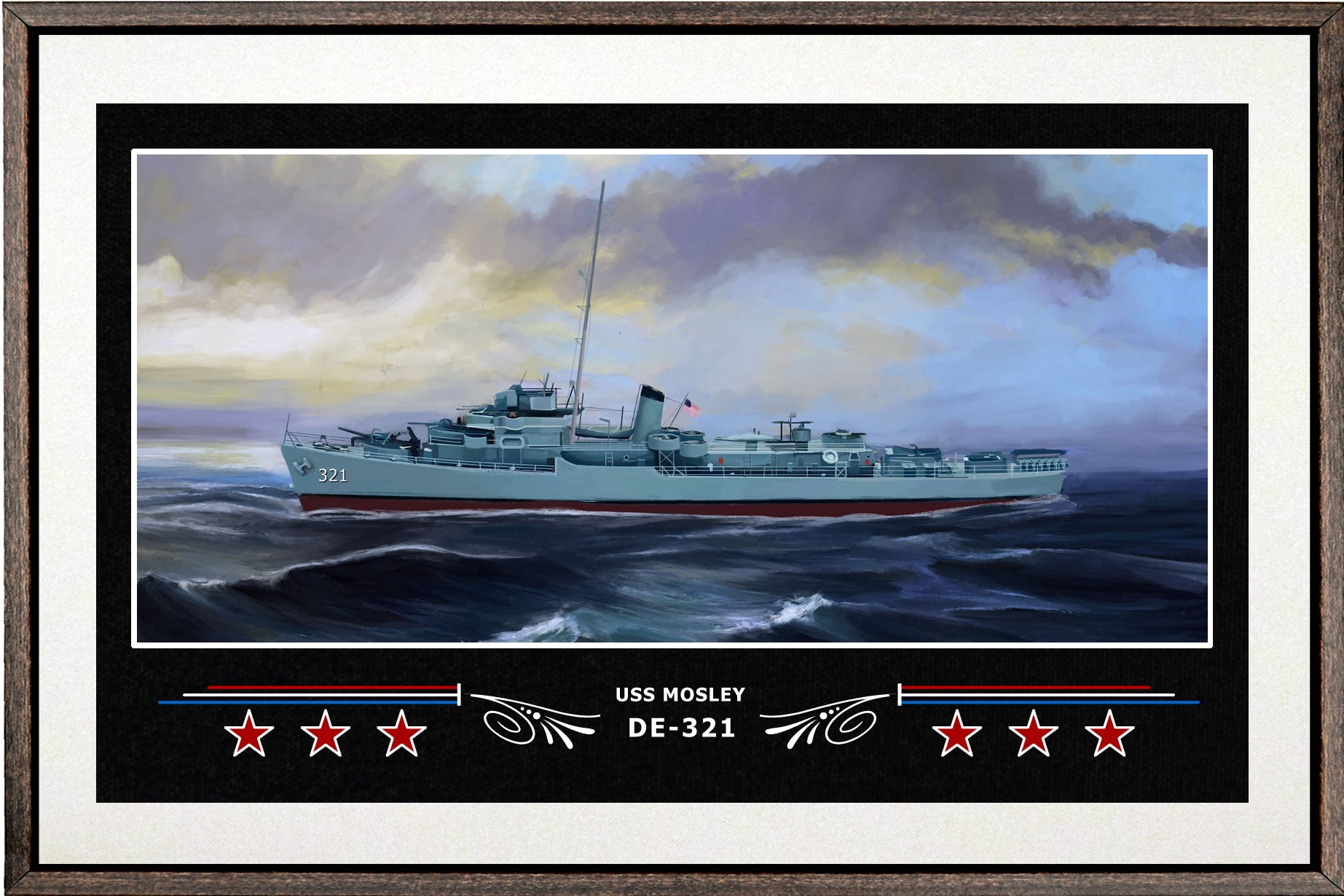 USS MOSLEY DE 321 BOX FRAMED CANVAS ART WHITE