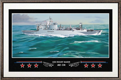 USS MOUNT BAKER AE 34 BOX FRAMED CANVAS ART WHITE