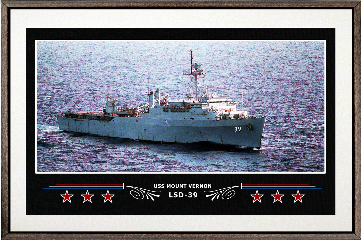 USS MOUNT VERNON LSD 39 BOX FRAMED CANVAS ART WHITE