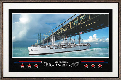 USS NESHOBA APA 216 BOX FRAMED CANVAS ART WHITE