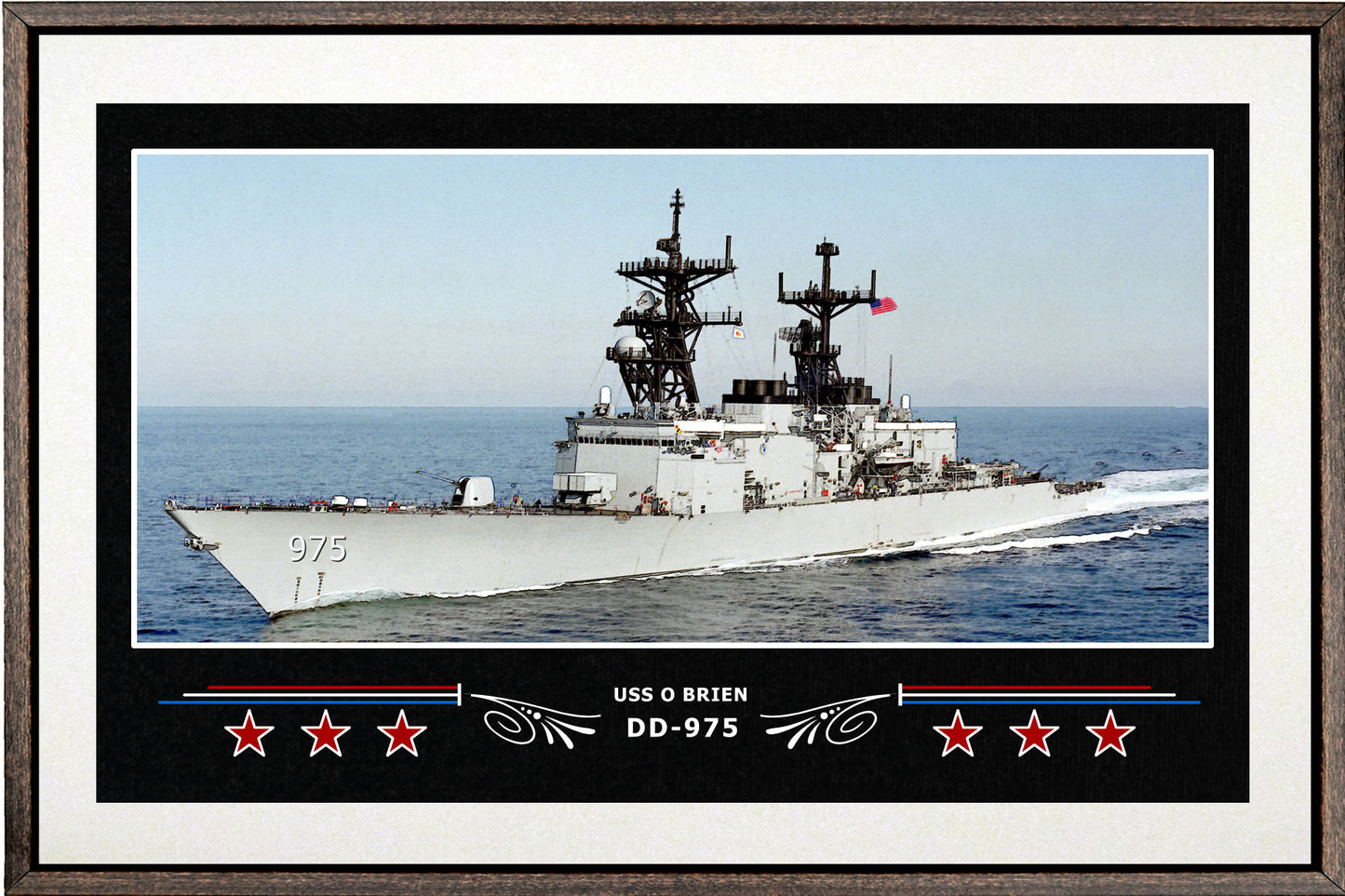 USS O BRIEN DD 975 BOX FRAMED CANVAS ART WHITE