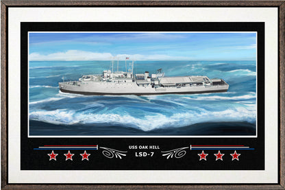 USS OAK HILL LSD 7 BOX FRAMED CANVAS ART WHITE