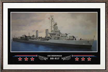 USS ORDRONAUX DD 617 BOX FRAMED CANVAS ART WHITE