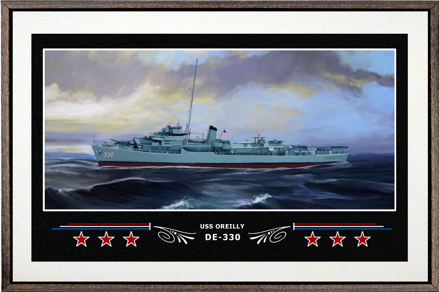 USS OREILLY DE 330 BOX FRAMED CANVAS ART WHITE