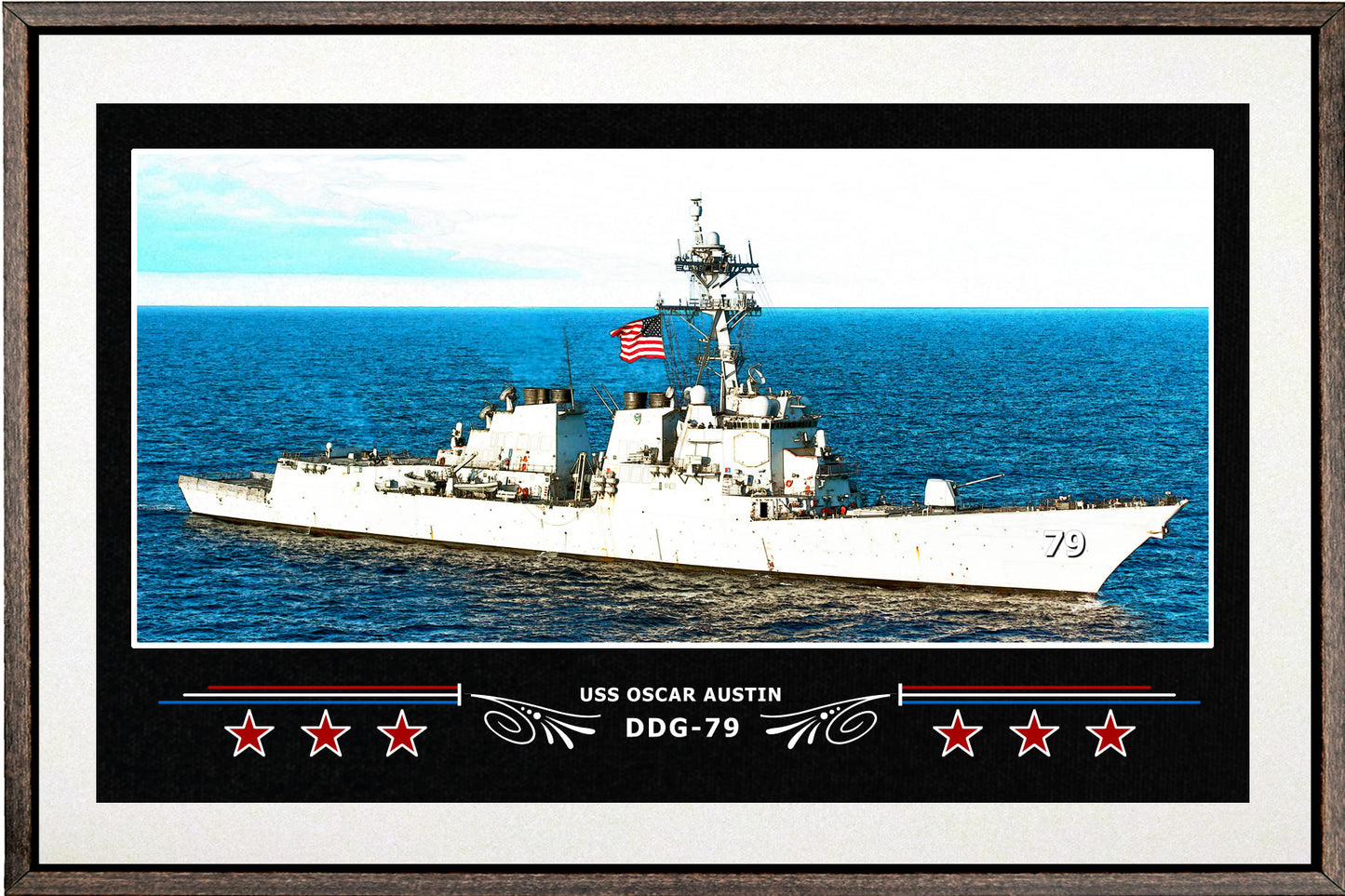 USS OSCAR AUSTIN DDG 79 BOX FRAMED CANVAS ART WHITE
