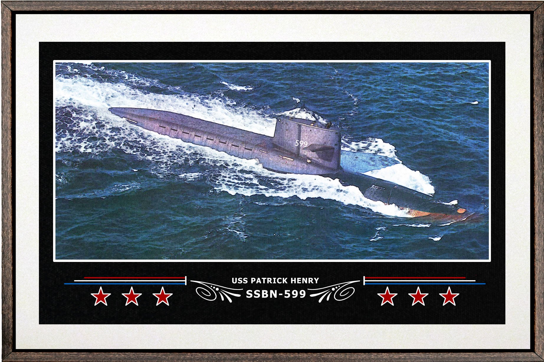 USS PATRICK HENRY SSBN 599 BOX FRAMED CANVAS ART WHITE
