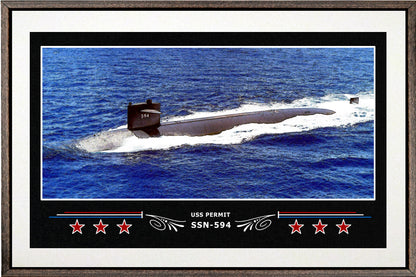 USS PERMIT SSN 594 BOX FRAMED CANVAS ART WHITE