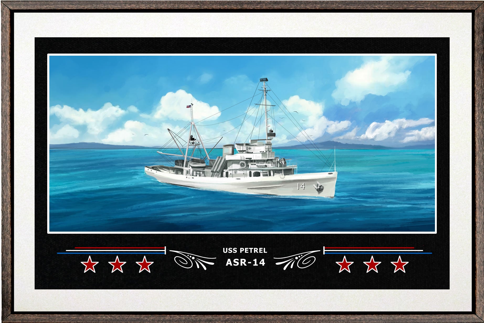 USS PETREL ASR 14 BOX FRAMED CANVAS ART WHITE