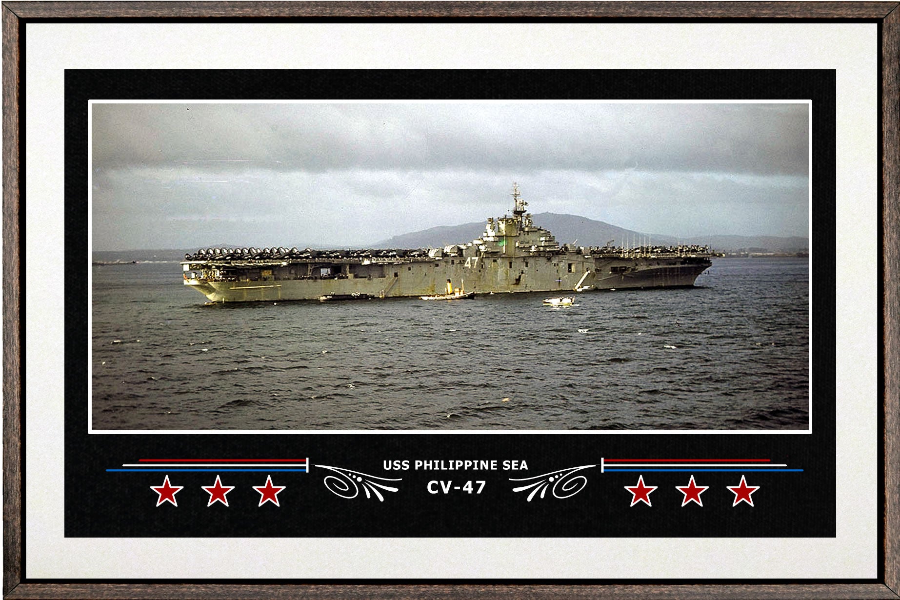 USS PHILIPPINE SEA CV 47 BOX FRAMED CANVAS ART WHITE