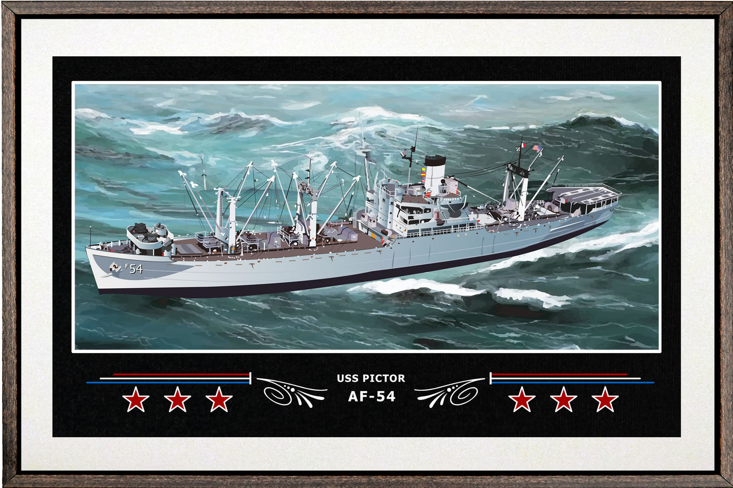 USS PICTOR AF 54 BOX FRAMED CANVAS ART WHITE