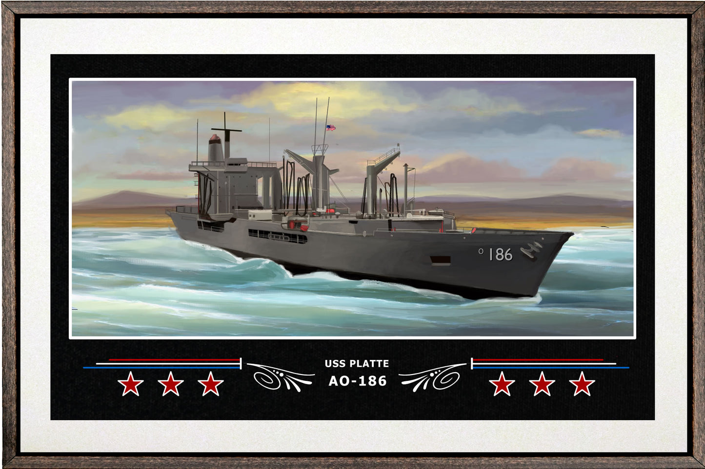USS PLATTE AO 186 BOX FRAMED CANVAS ART WHITE