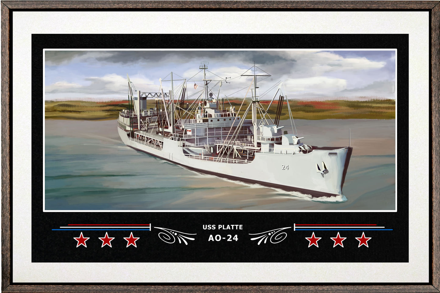 USS PLATTE AO 24 BOX FRAMED CANVAS ART WHITE