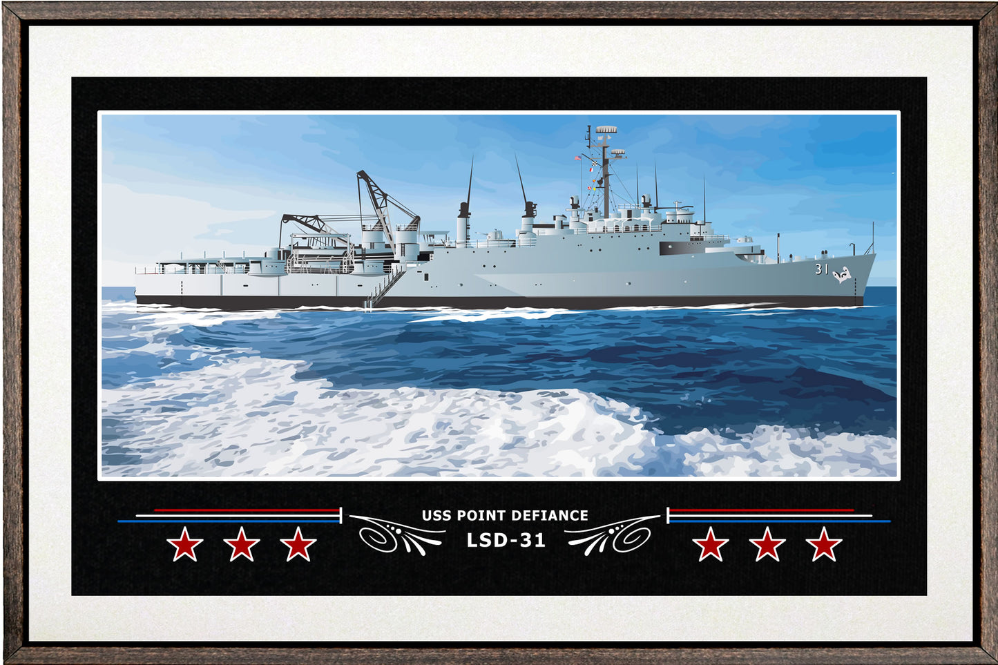 USS POINT DEFIANCE LSD 31 BOX FRAMED CANVAS ART WHITE