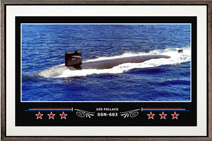 USS POLLACK SSN 603 BOX FRAMED CANVAS ART WHITE