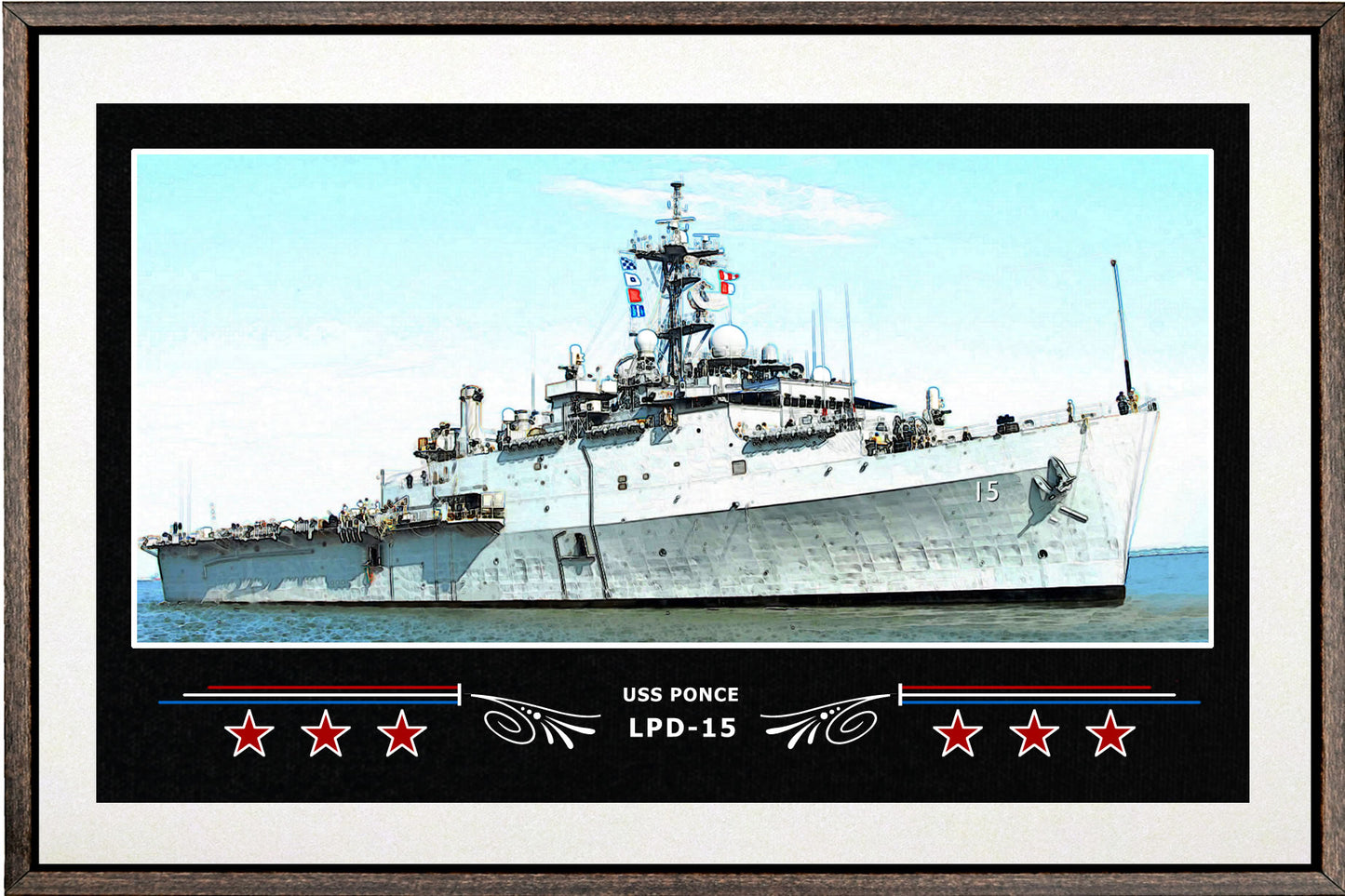 USS PONCE LPD 15 BOX FRAMED CANVAS ART WHITE