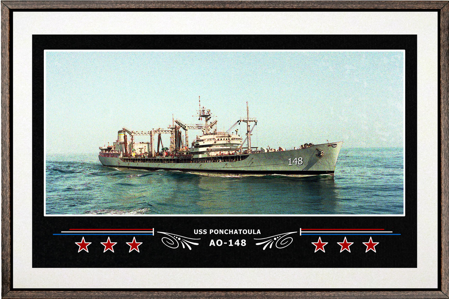 USS PONCHATOULA AO 148 BOX FRAMED CANVAS ART WHITE