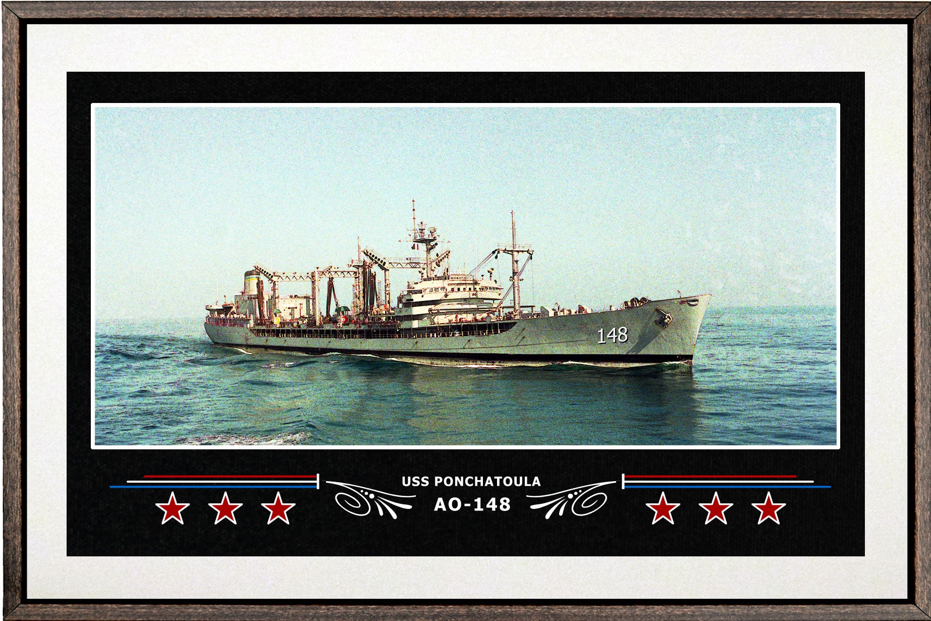USS PONCHATOULA AO 148 BOX FRAMED CANVAS ART WHITE