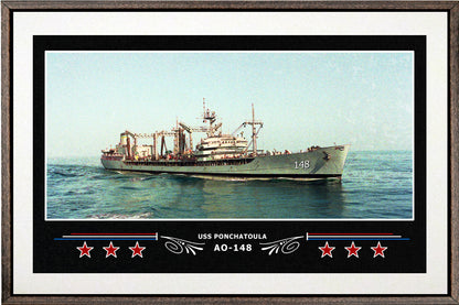 USS PONCHATOULA AO 148 BOX FRAMED CANVAS ART WHITE