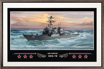 USS PORTER DDG 78 BOX FRAMED CANVAS ART WHITE
