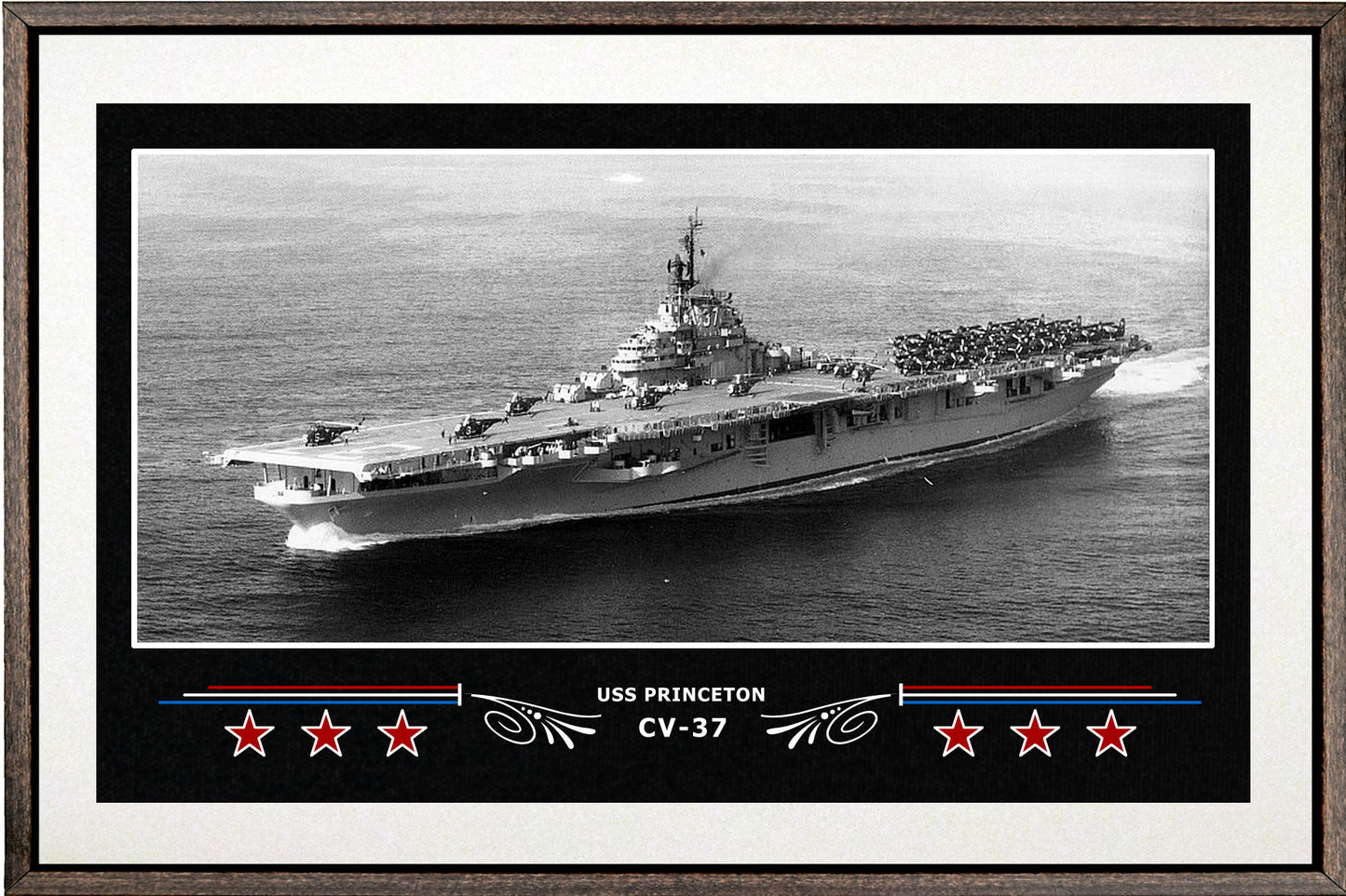 USS PRINCETON CV 37 BOX FRAMED CANVAS ART WHITE