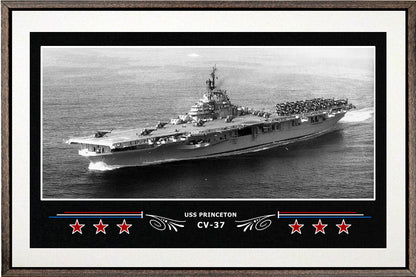 USS PRINCETON CV 37 BOX FRAMED CANVAS ART WHITE
