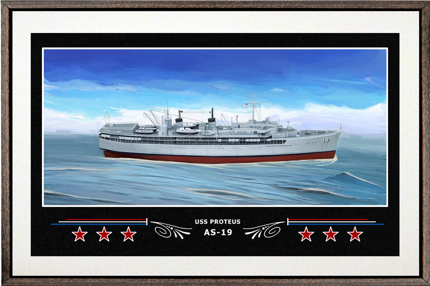 USS PROTEUS AS 19 BOX FRAMED CANVAS ART WHITE
