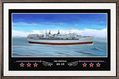 USS PROTEUS AS 19 BOX FRAMED CANVAS ART WHITE