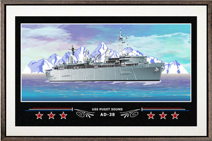 USS PUGET SOUND AD 38 BOX FRAMED CANVAS ART WHITE