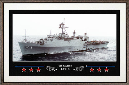 USS RALEIGH LPD 1 BOX FRAMED CANVAS ART WHITE