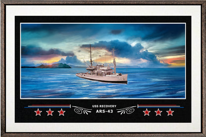 USS RECOVERY ARS 43 BOX FRAMED CANVAS ART WHITE