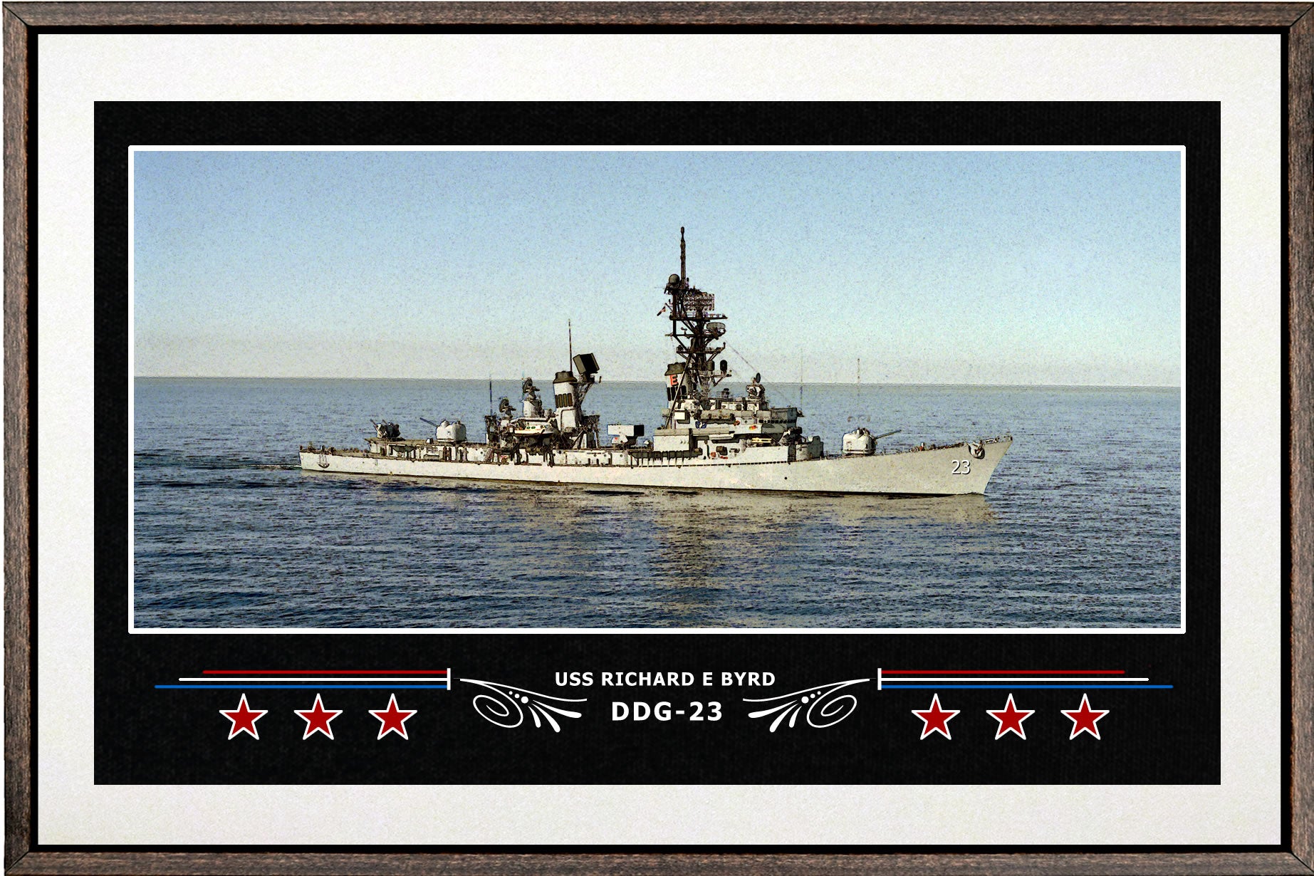 USS RICHARD E BYRD DDG 23 BOX FRAMED CANVAS ART WHITE