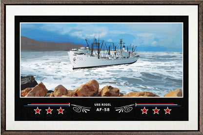 USS RIGEL AF 58 BOX FRAMED CANVAS ART WHITE