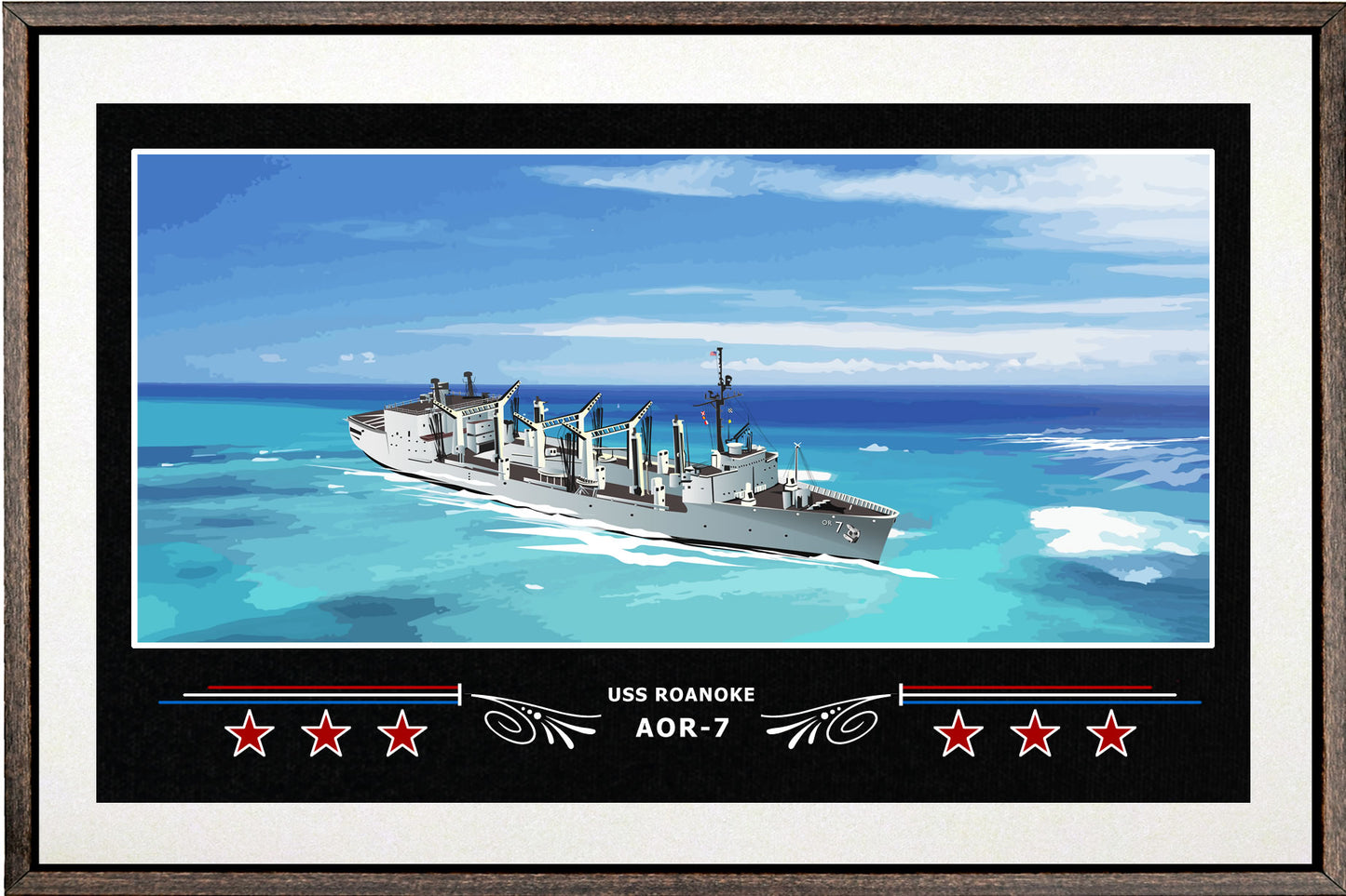 USS ROANOKE AOR 7 BOX FRAMED CANVAS ART WHITE