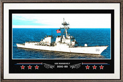 USS ROOSEVELT DDG 80 BOX FRAMED CANVAS ART WHITE