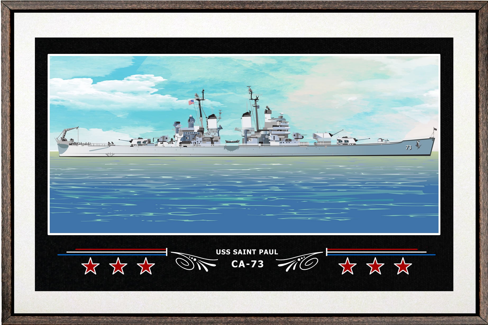 USS SAINT PAUL CA 73 BOX FRAMED CANVAS ART WHITE