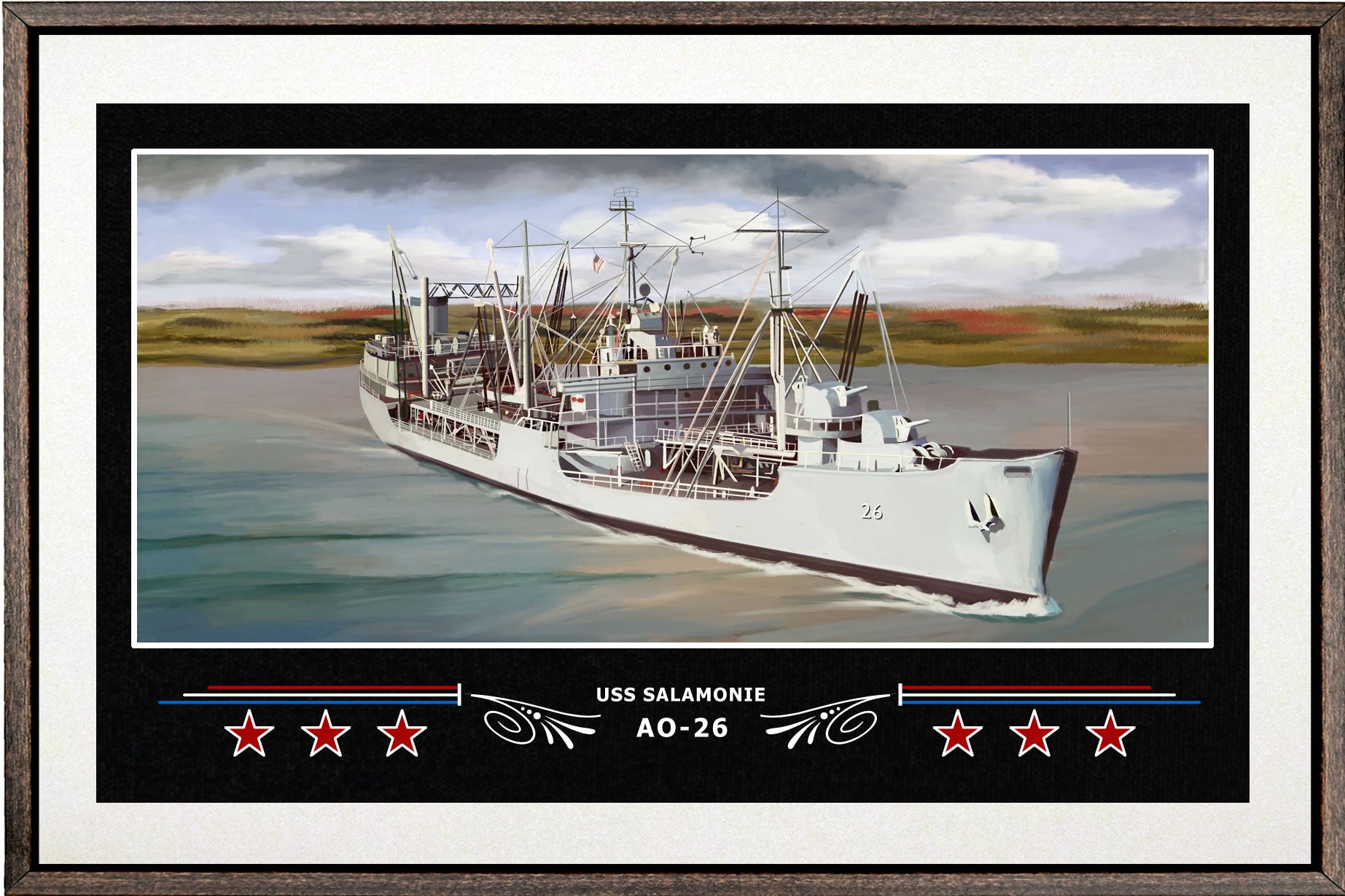 USS SALAMONIE AO 26 BOX FRAMED CANVAS ART WHITE
