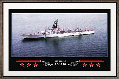 USS SAMPLE FF 1048 BOX FRAMED CANVAS ART WHITE