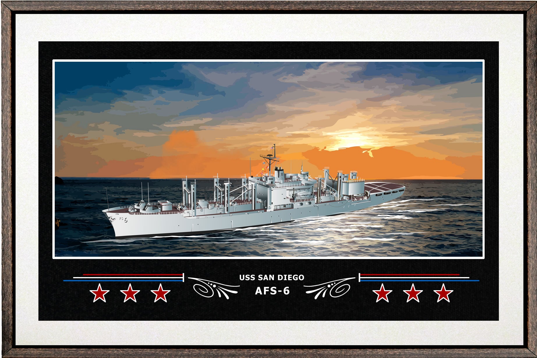 USS SAN DIEGO AFS 6 BOX FRAMED CANVAS ART WHITE