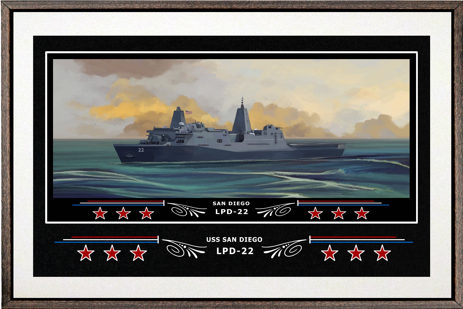 USS SAN DIEGO LPD 22 BOX FRAMED CANVAS ART WHITE