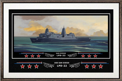USS SAN DIEGO LPD 22 BOX FRAMED CANVAS ART WHITE