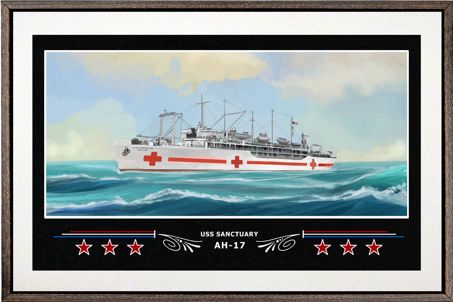 USS SANCTUARY AH 17 BOX FRAMED CANVAS ART WHITE