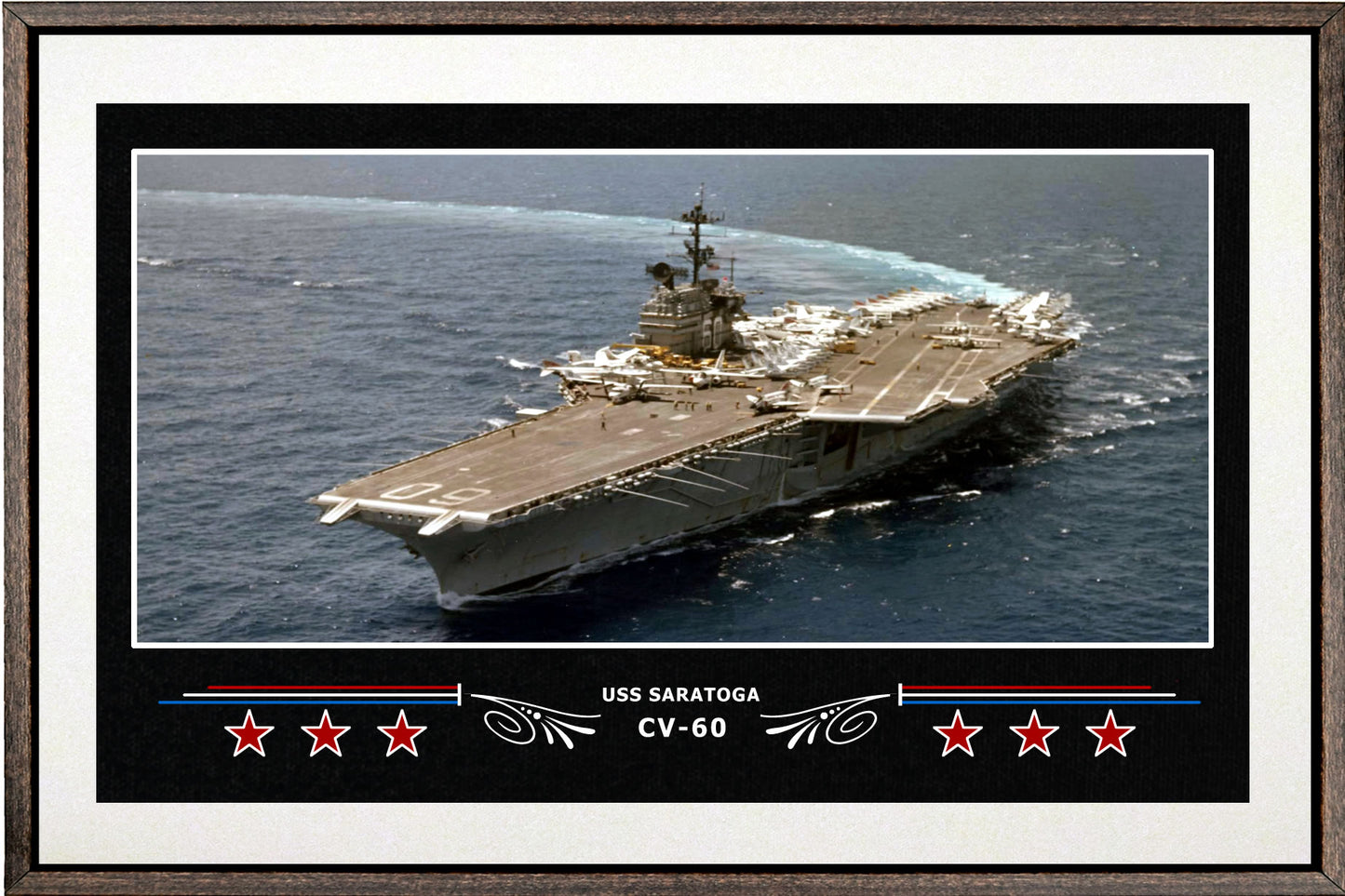 USS SARATOGA CV 60 BOX FRAMED CANVAS ART WHITE